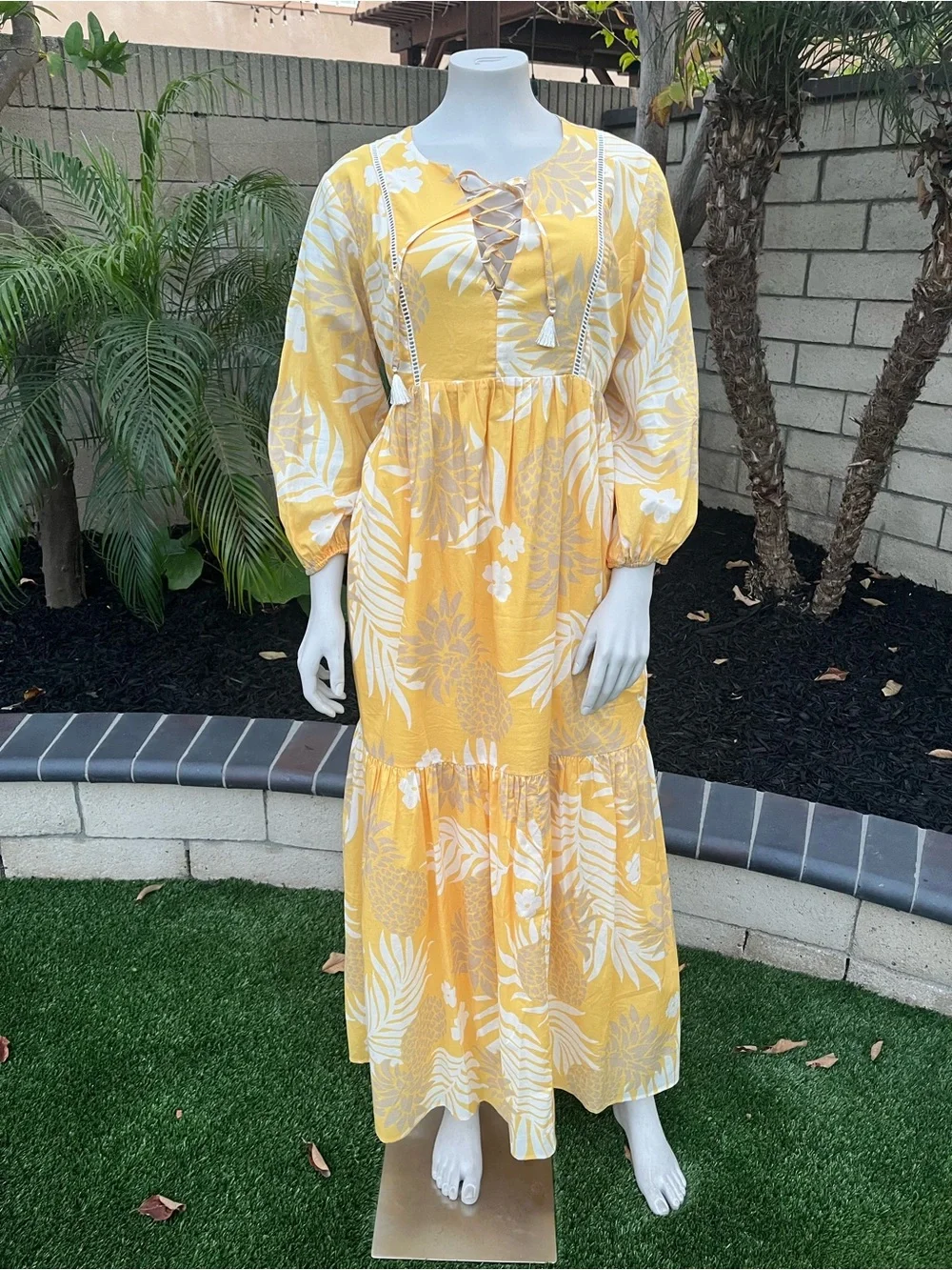 Reyn Spooner Yellow Tropical Print Maxi Dress - Picture 3 of 13
